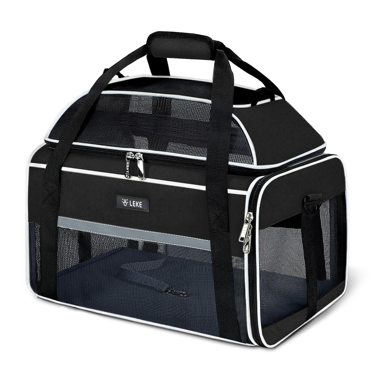 Lekereise top-expandable pet carrier underseat outer view shows airline-ready design