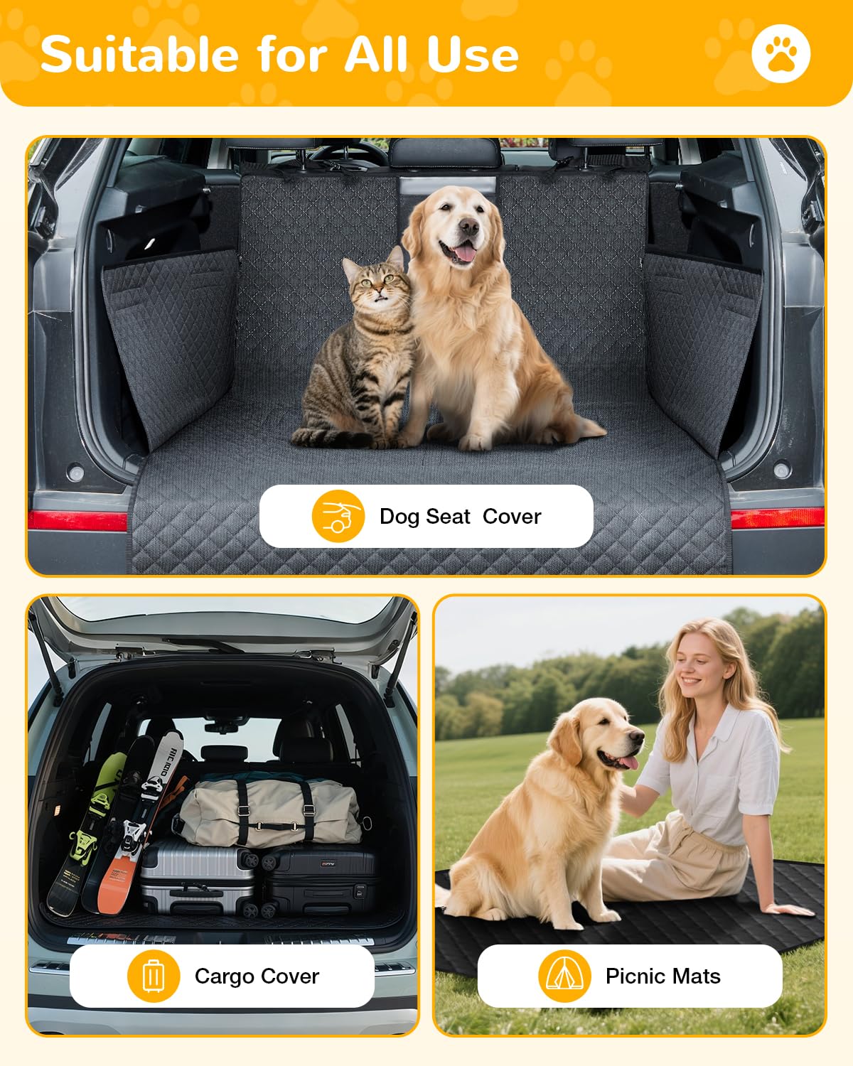 Lekereise SUV Cargo Liner removable cover protects seats and cargo from dirt