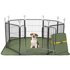 Lekesky pet playpen indoor setup showing eight panels for safe puppy play.