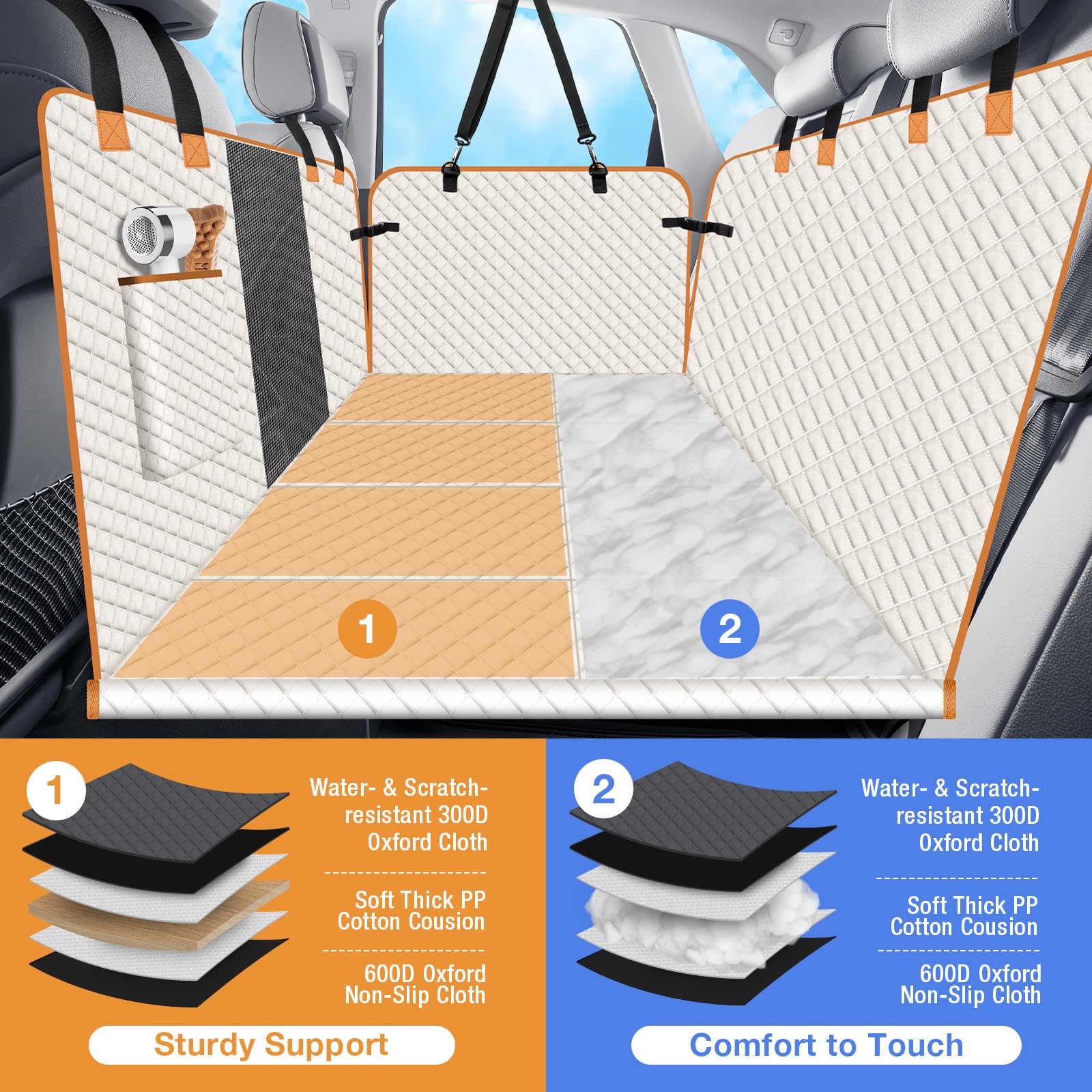 Lekespring back seat hammock for dogs extending driving space.
