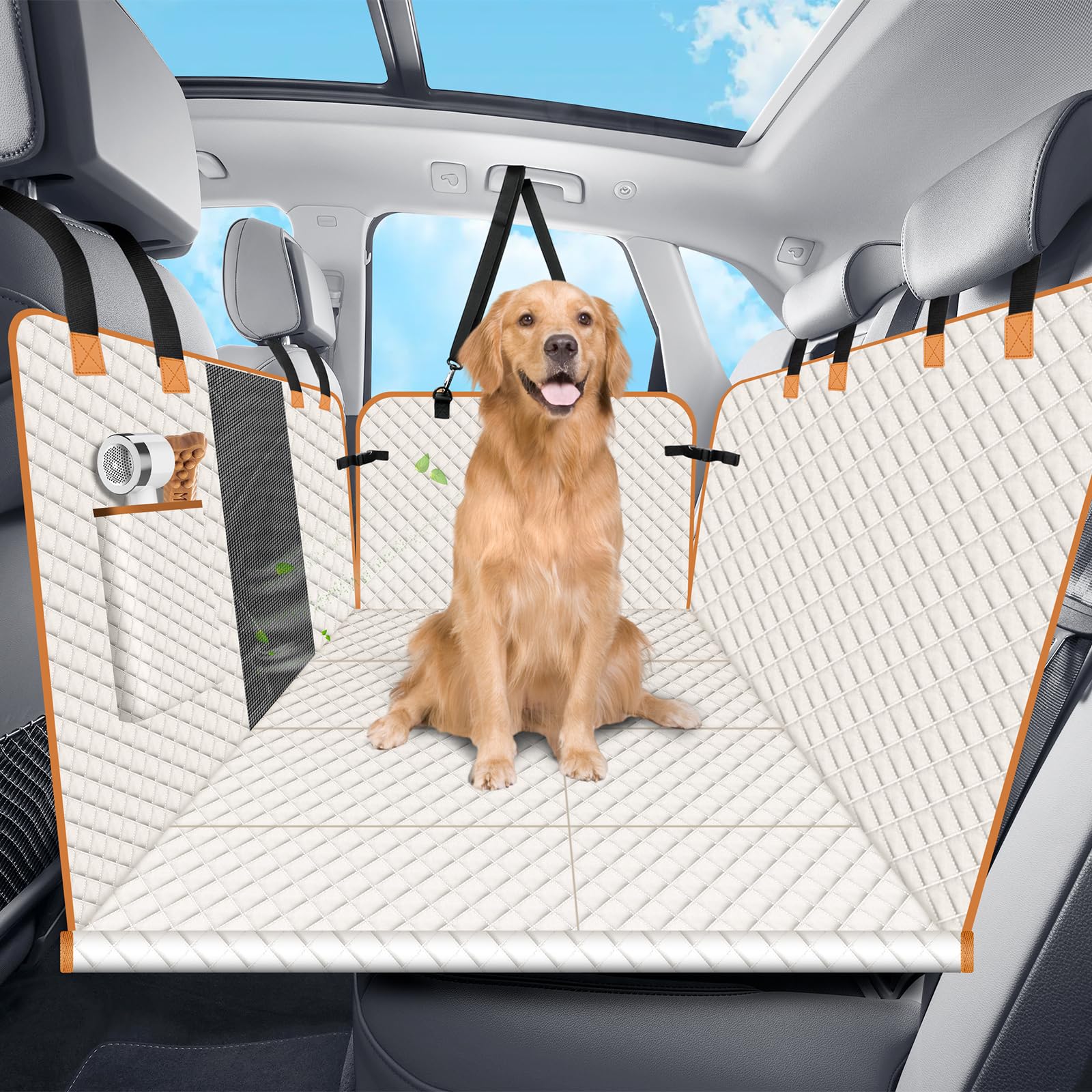 Lekespring dog car seat cover back seat bottom board for sturdy support.