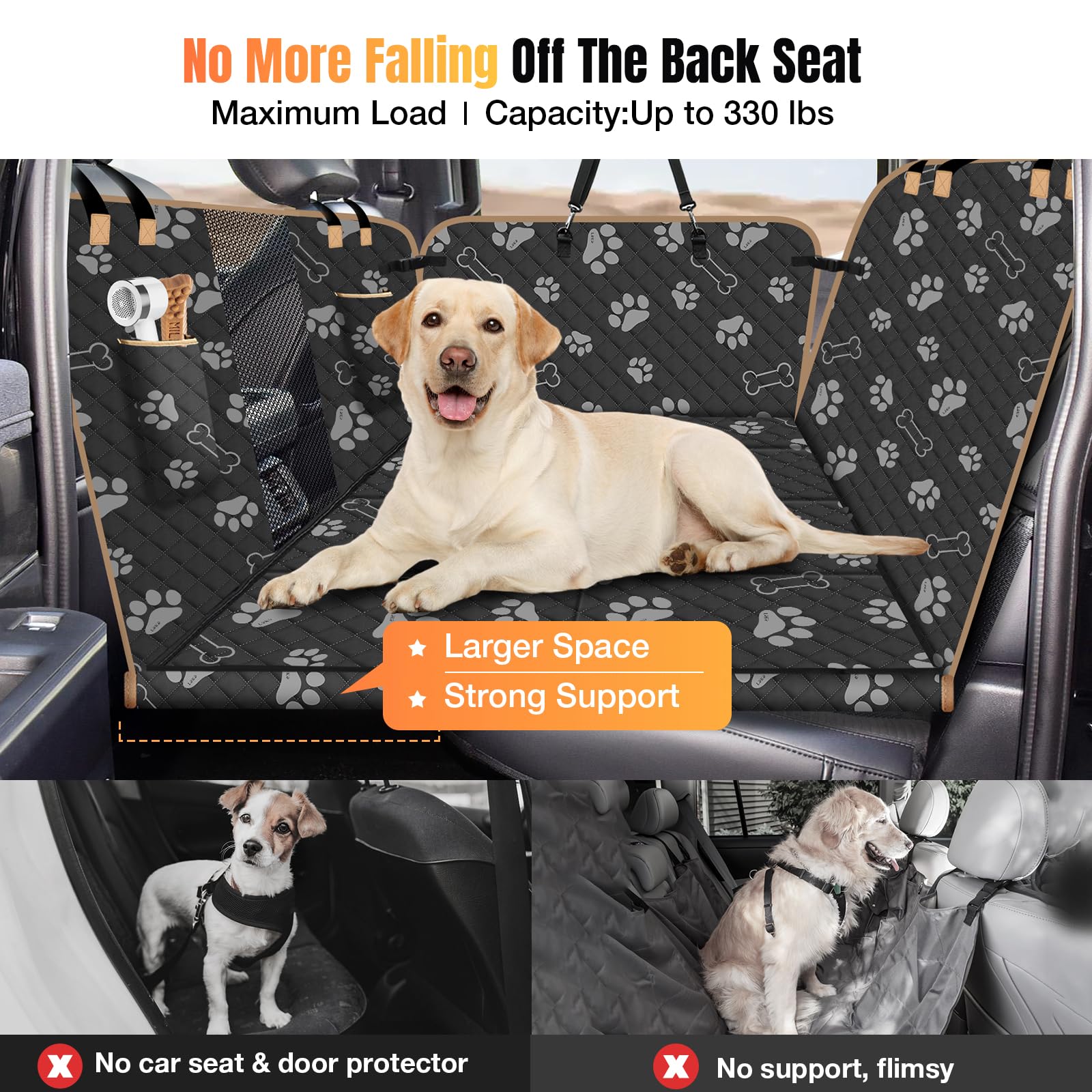 Lekespring dog car seat cover easy installation with buckles