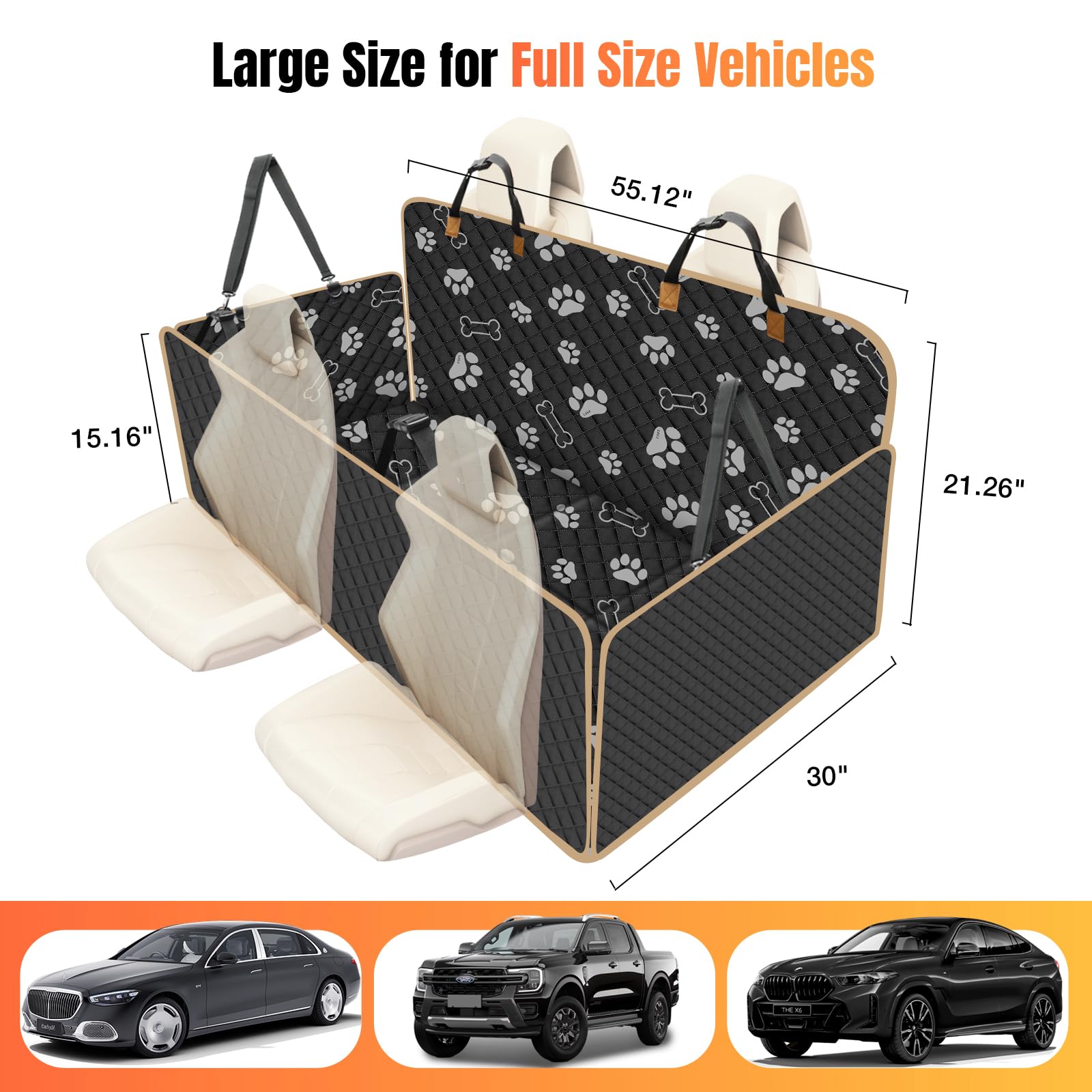 Lekespring dog car seat cover includes safety belt for secure restraint