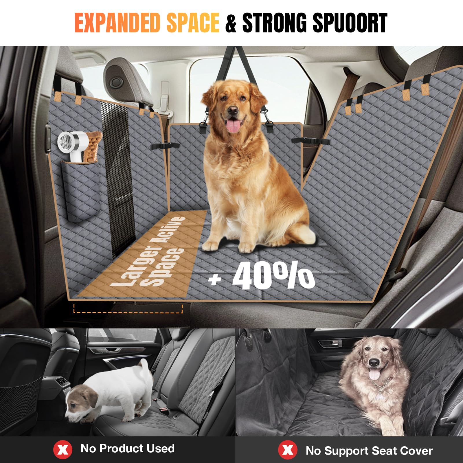 Lekespring dog car seat cover waterproof fabric protects seats from spills