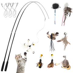 LELE LIFE 70in cat wand extended length enables safer, wider play range for curious indoor cats.