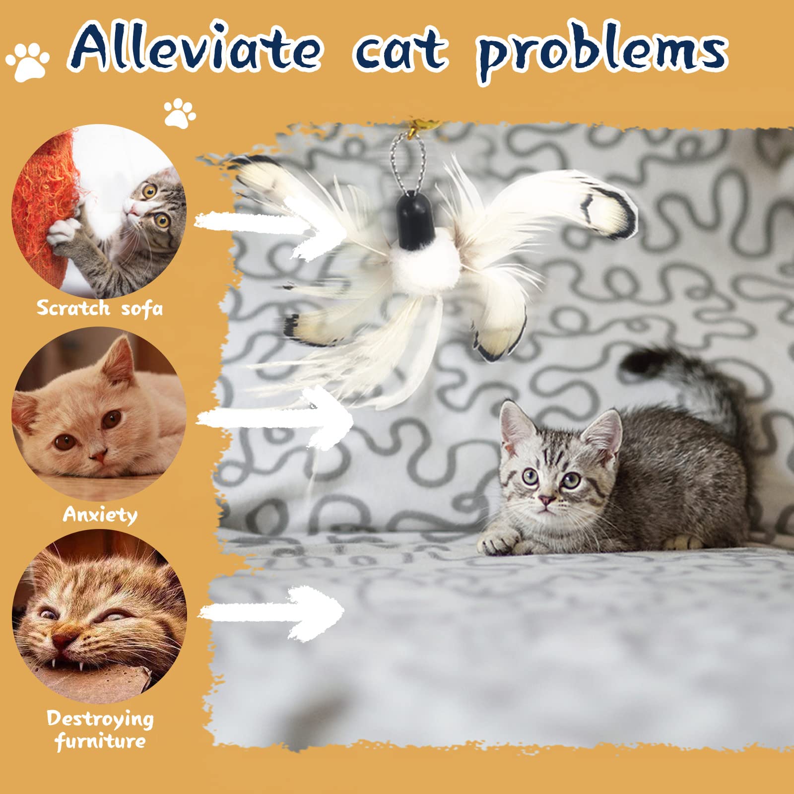 LELE LIFE indoor cat toy supports exercise and bonding through interactive feather-chase.