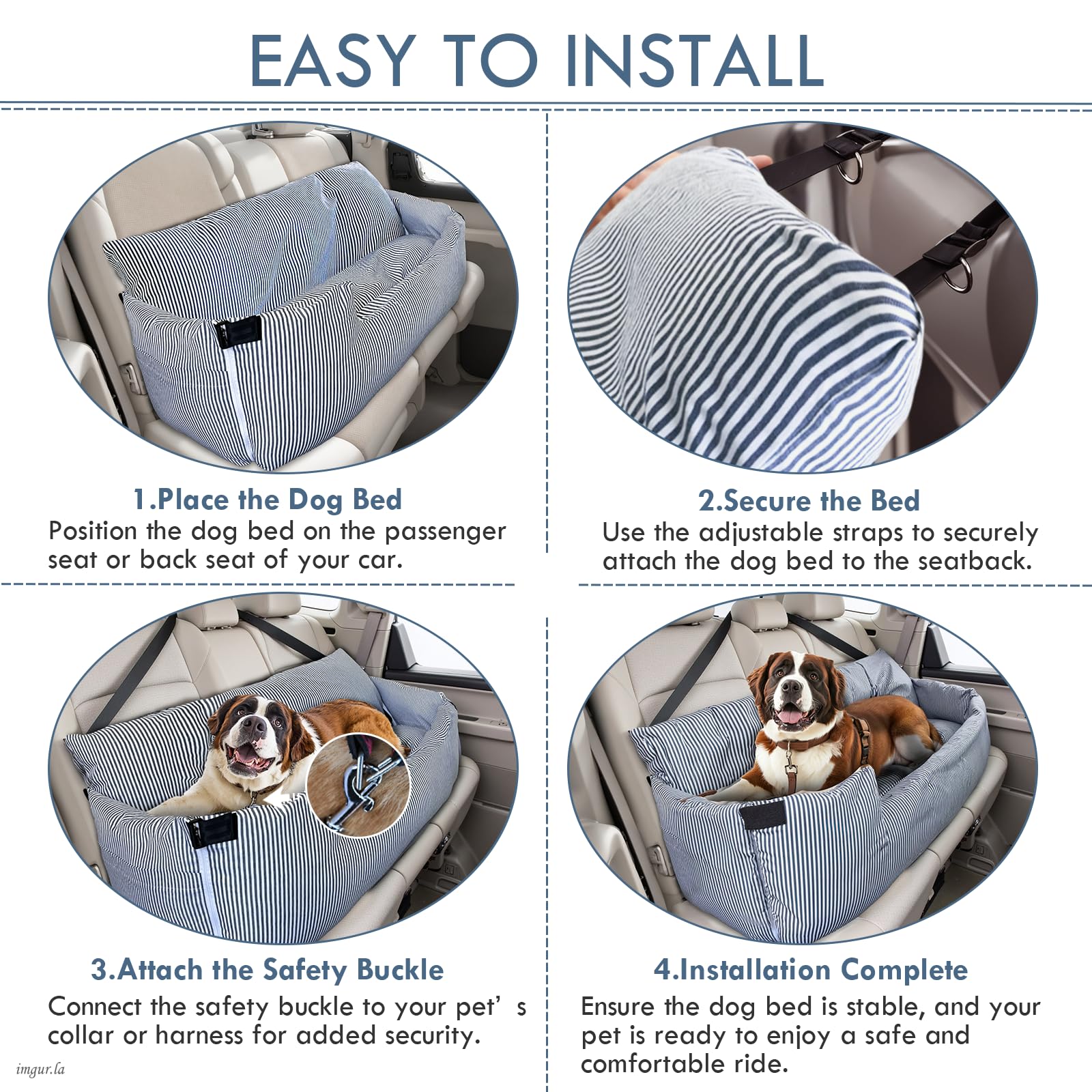 LELEFIDO dog car seat large dog non-slip base ensures stable rides.