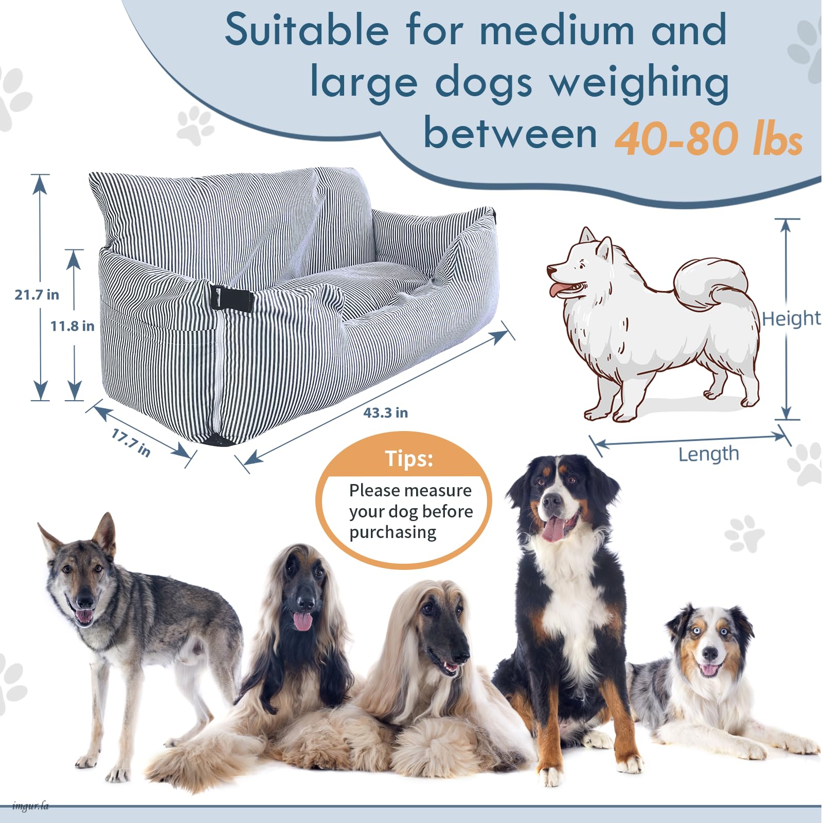 LELEFIDO dog car seat large dog removable padding enables easy cleaning.