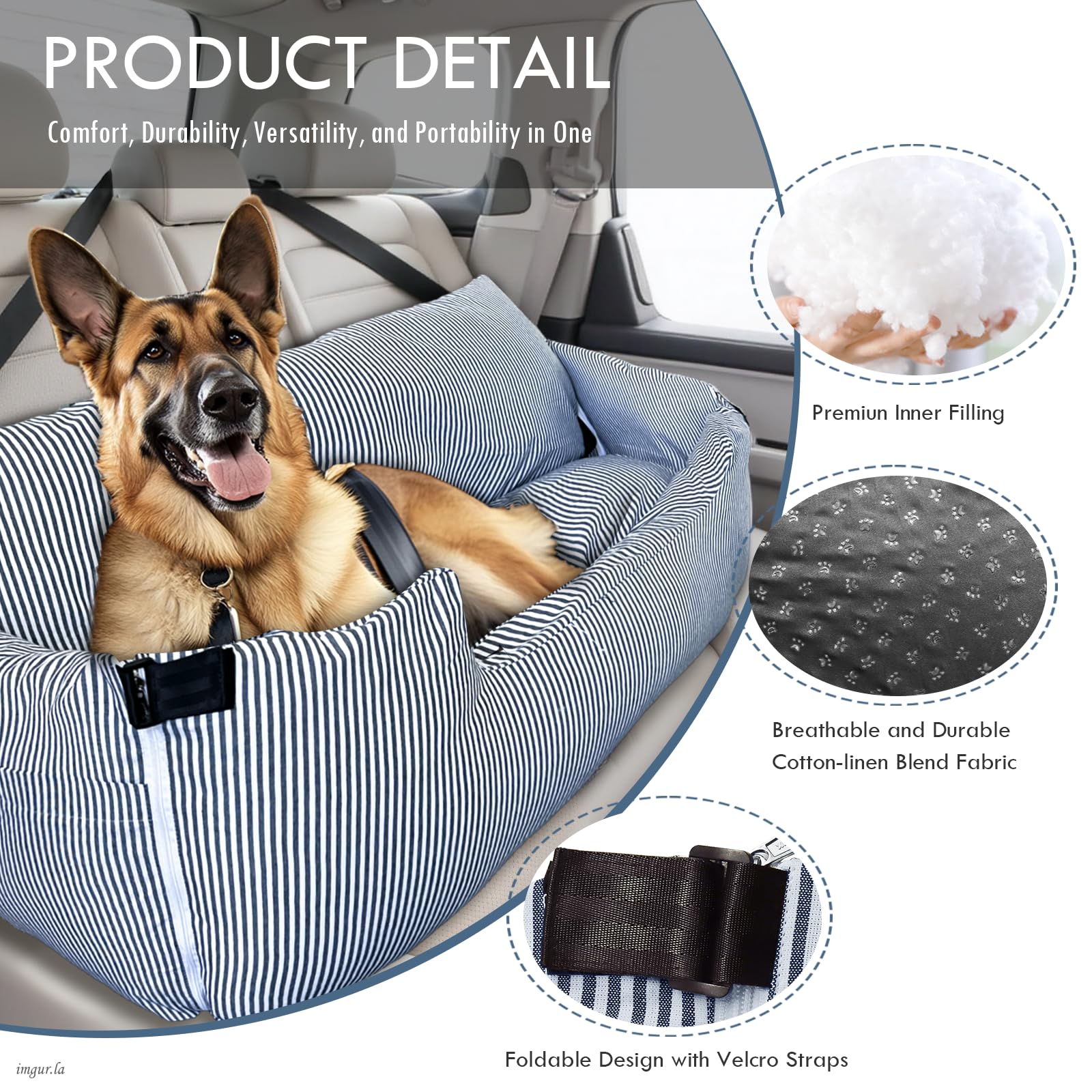 LELEFIDO dog car seat large dog side view highlights spacious interior for big breeds.