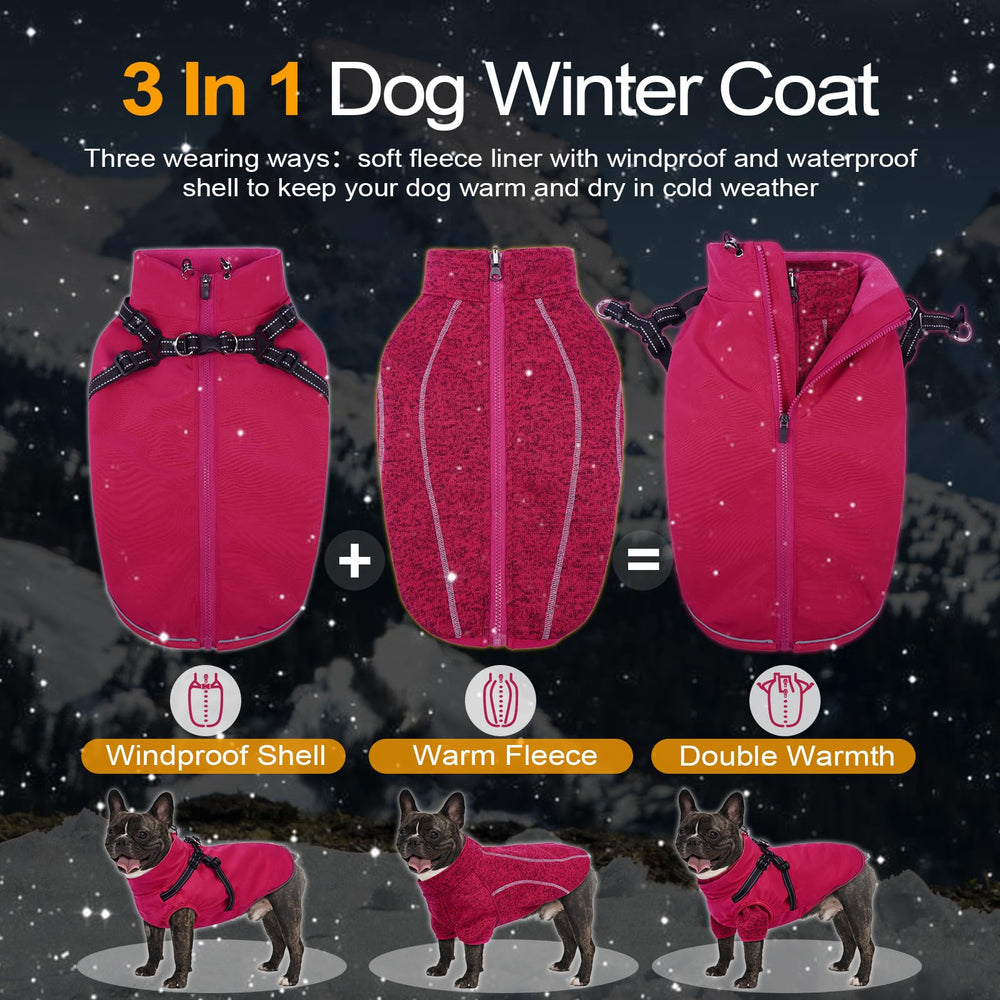 LeLePet 3in1 dog coat fleece liner adds cozy warmth for autumn outings.