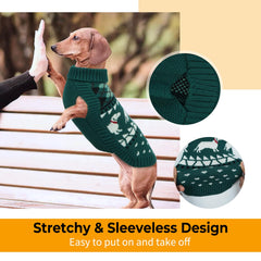 LeLePet Dachshund Sweater belly coverage features help stay in place during walks.