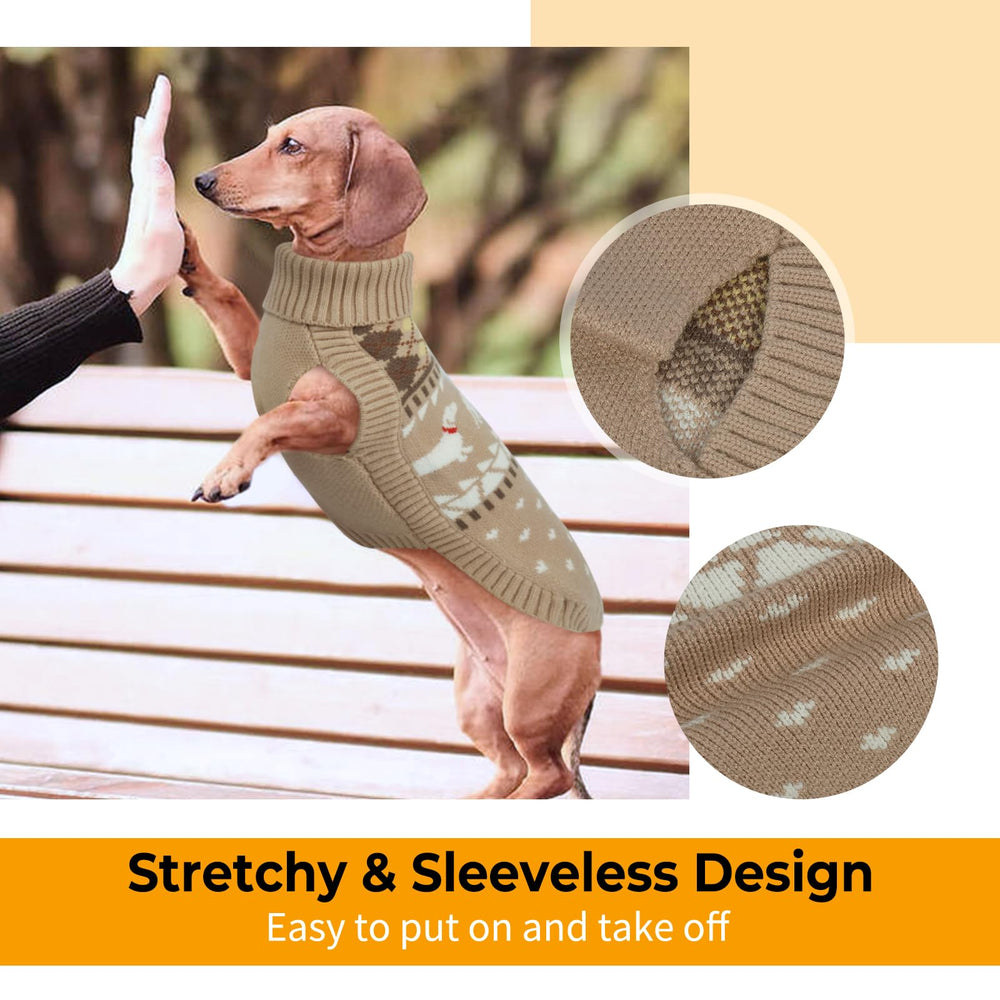 LeLePet dachshund sweater neck-detail highlighting warm turtleneck.