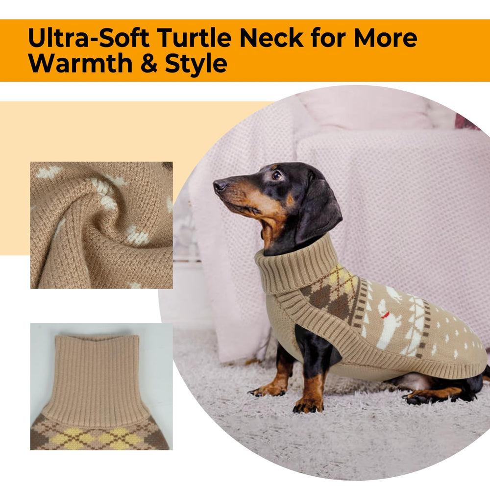 LeLePet dachshund sweater side view showing snug mobility silhouette.