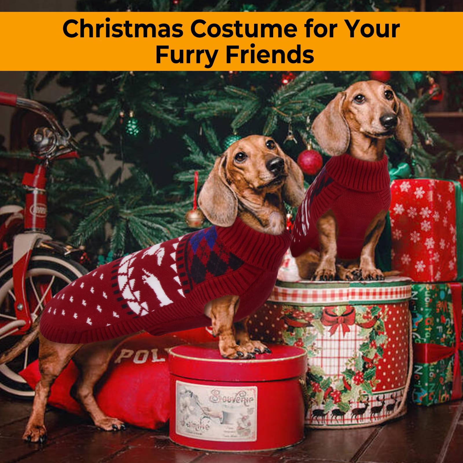 LeLePet dachshund sweater size range XS-XL preview for varied fits