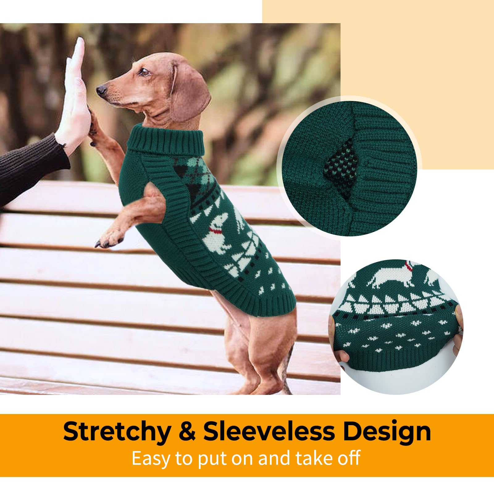 LeLePet dachshund sweater sleeveless design allows free running.