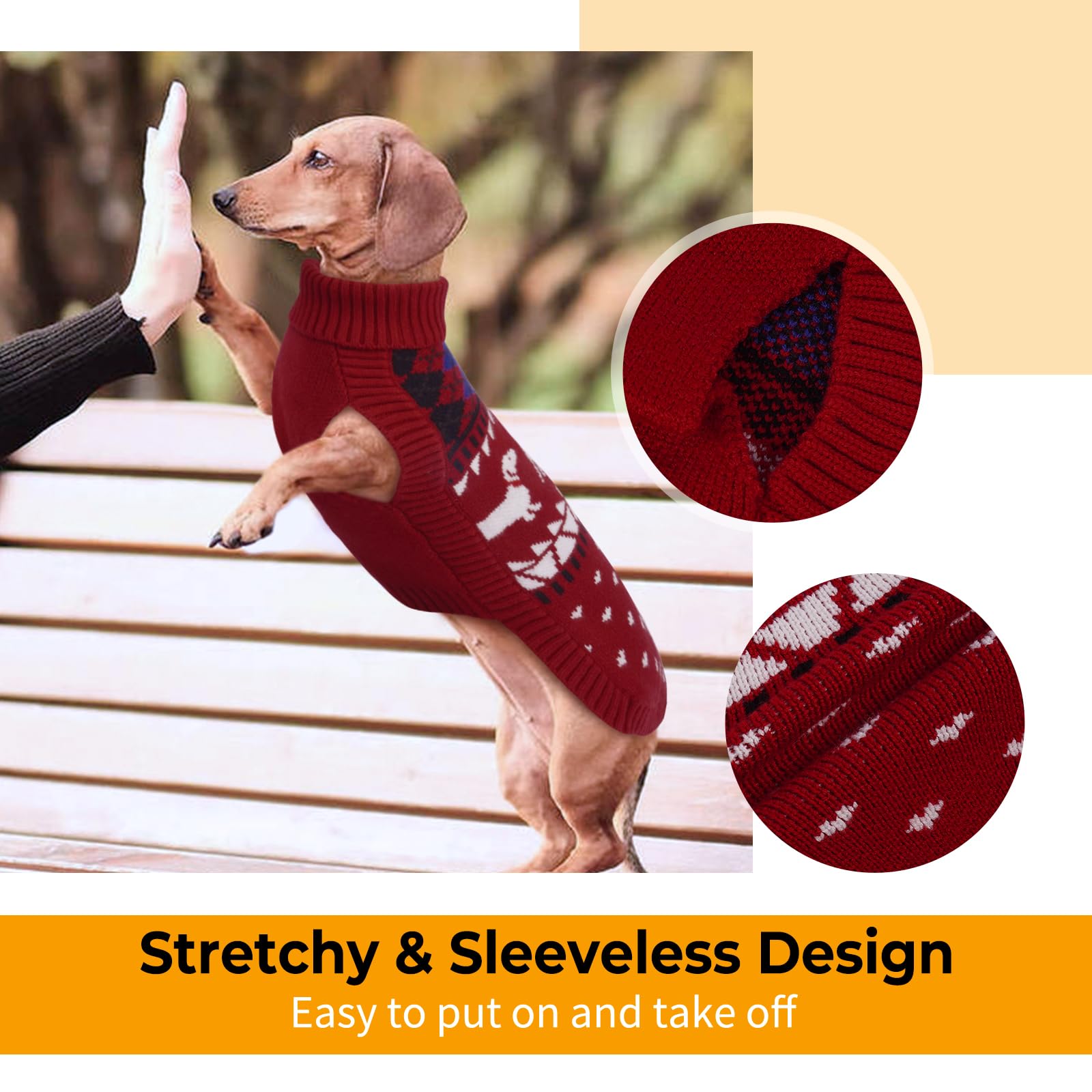LeLePet dachshund sweater turtleneck shot emphasizes extra warmth and ease
