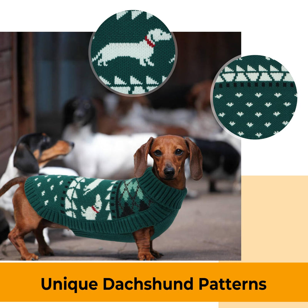 LeLePet Dachshund Sweater turtleneck close-up showing warm collar for chilly walks.