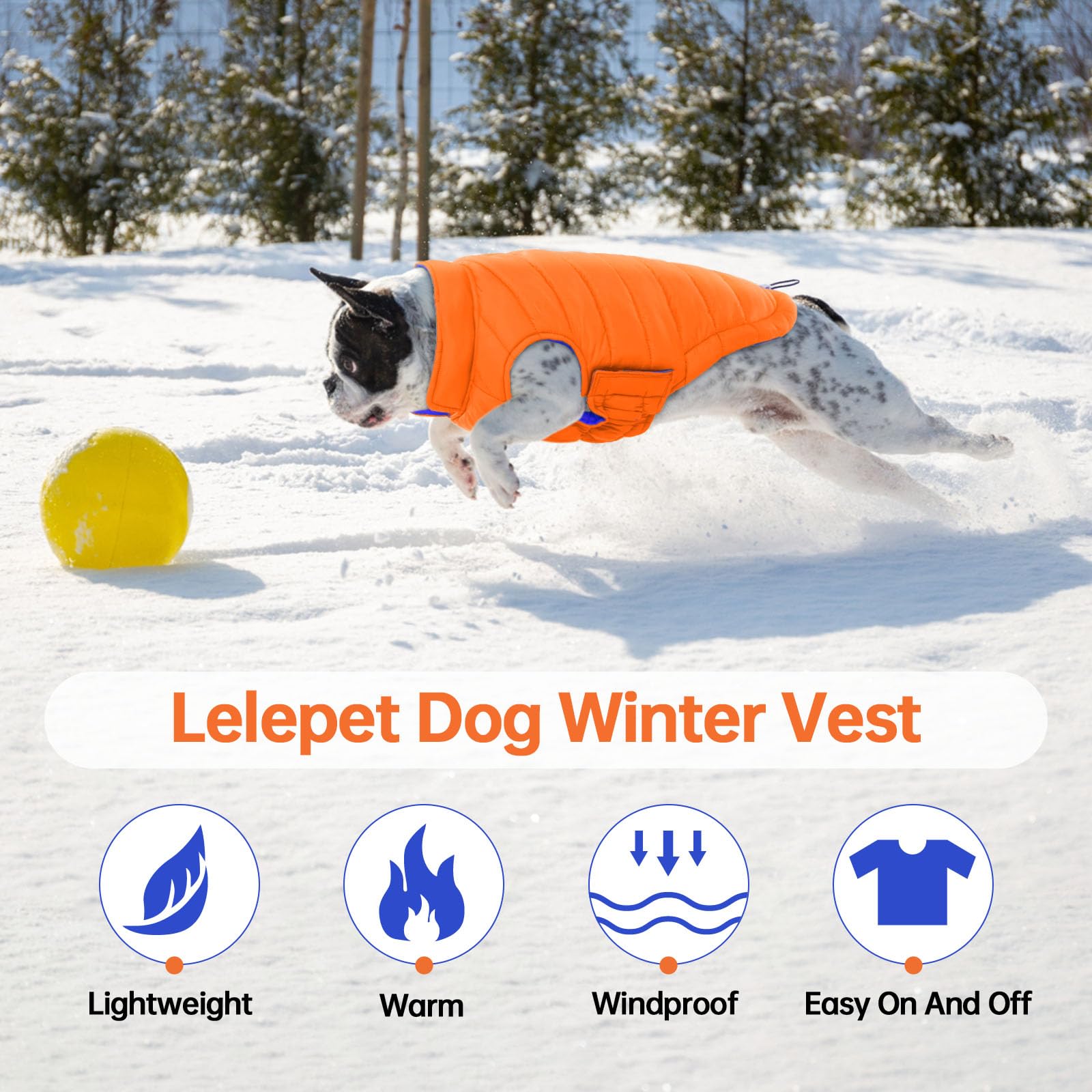 LeLePet dog coat adjustable closure ensures secure fit for small breeds.