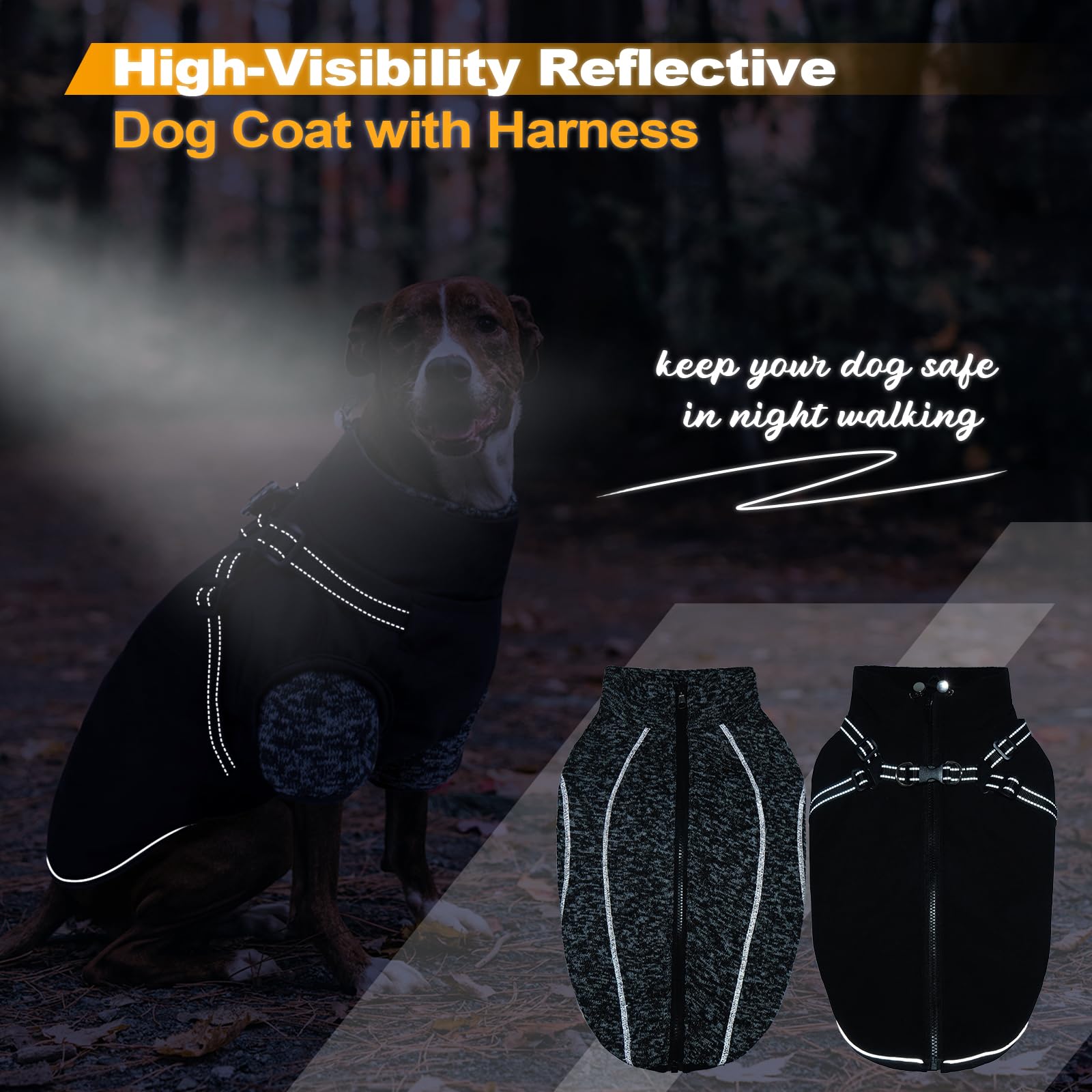 Lelepet dog coat back zipper for quick leash attachment and easy layering