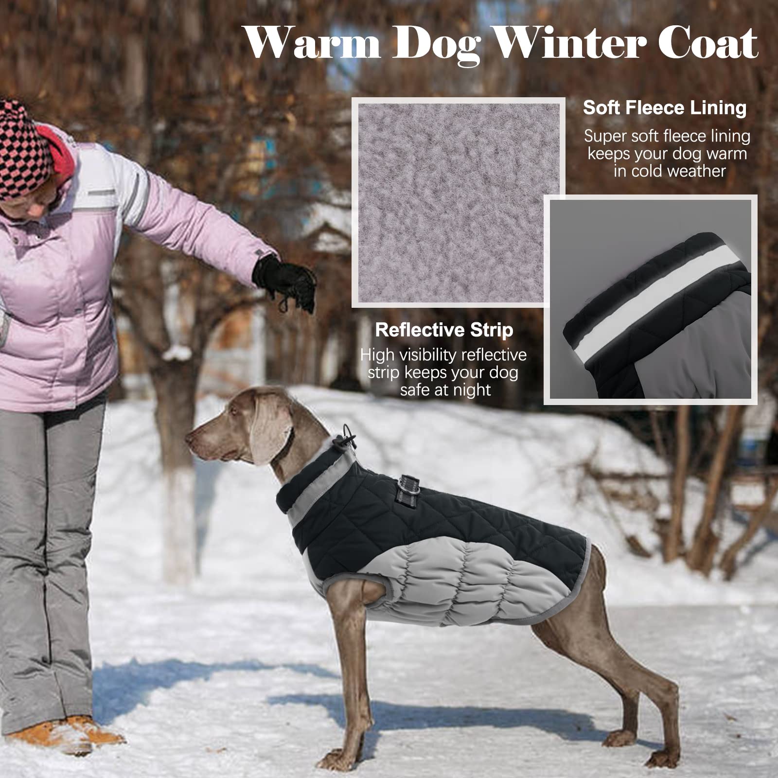 LeLePet plush turtleneck jacket features soft fleece lining for cozy warmth.
