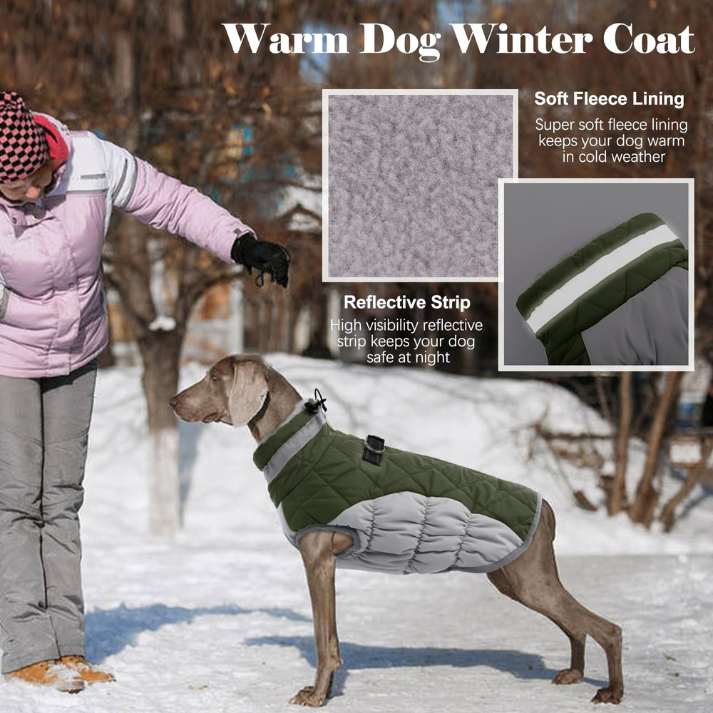 LeLePet dog coat plush turtleneck collar adds cozy warmth against cold winds.