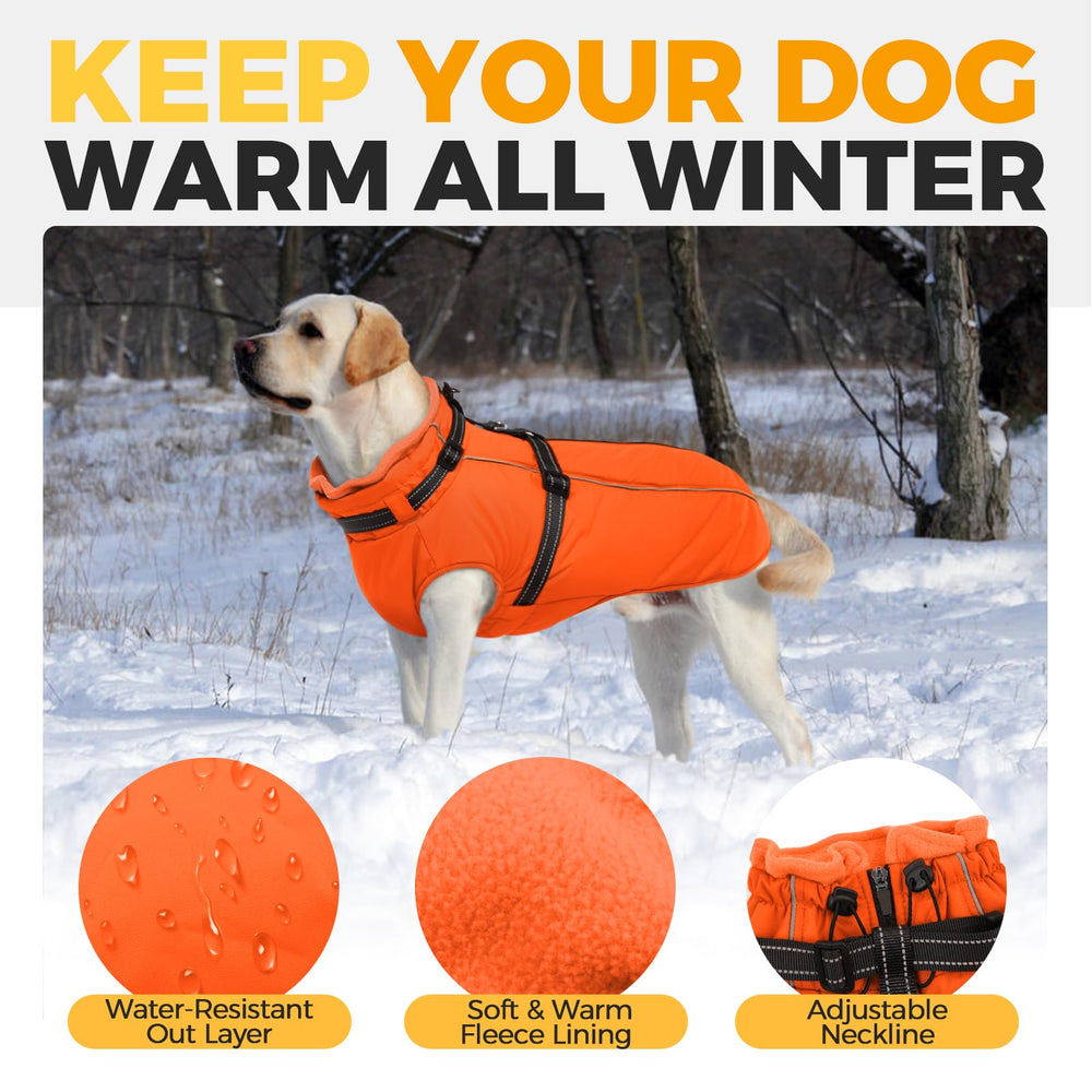 LeLePet coat features reflective strips for safer night-time visibility.