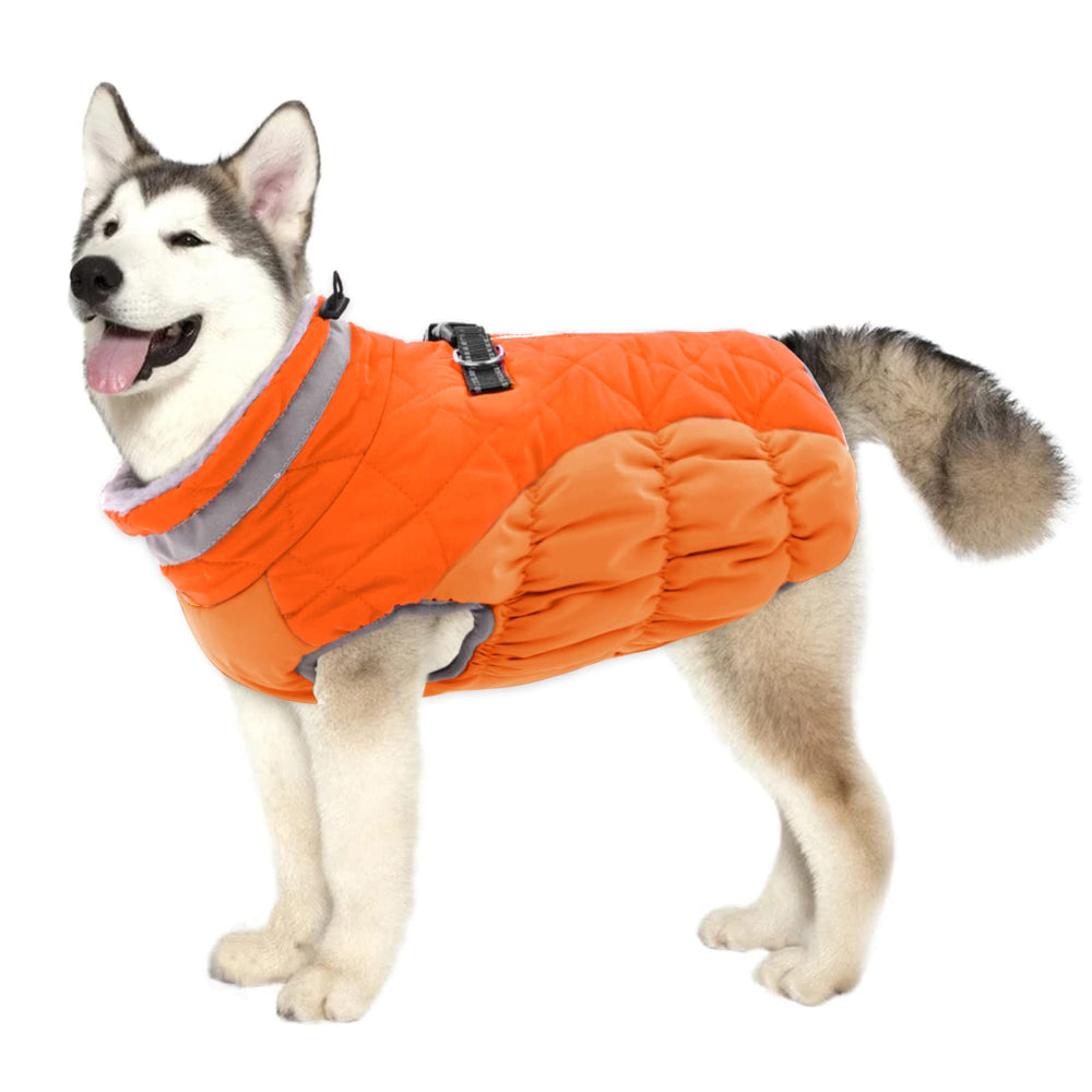 LeLePet dog coat warm waterproof fleece with harness for easy outdoor walks