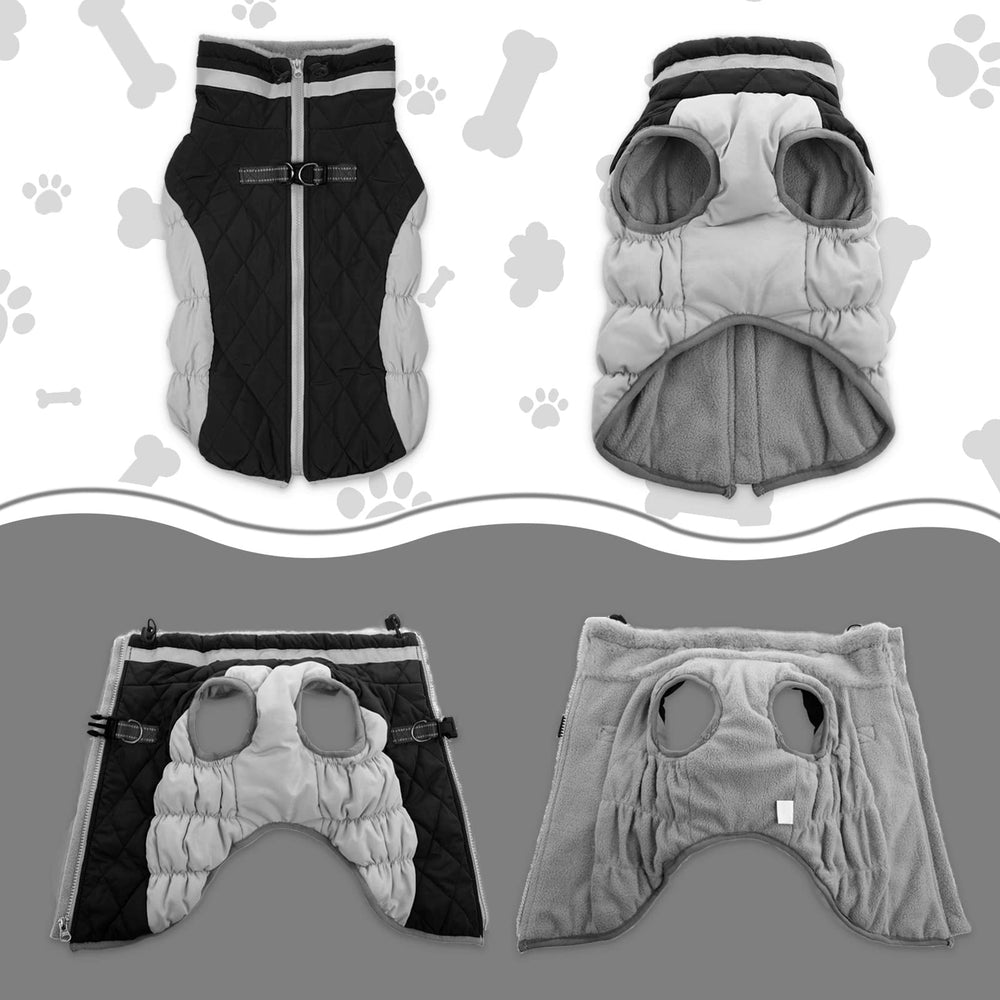 LeLePet waterproof harness-built coat offers secure leash attachment for active dogs.