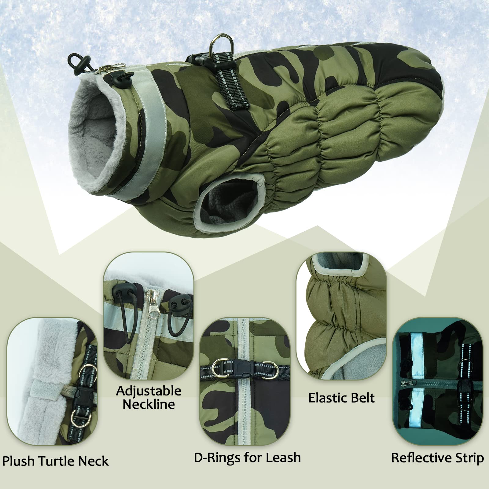 LeLePet waterproof windproof outer shell shields dogs from wind and rain.