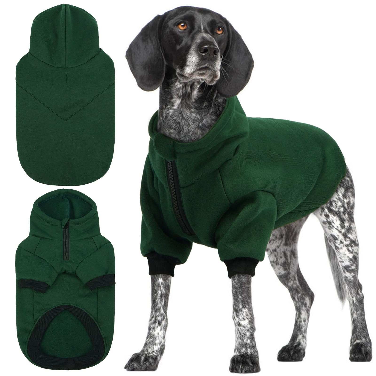 LeLePet dog hoodie front view provides cozy warmth for chilly walks.