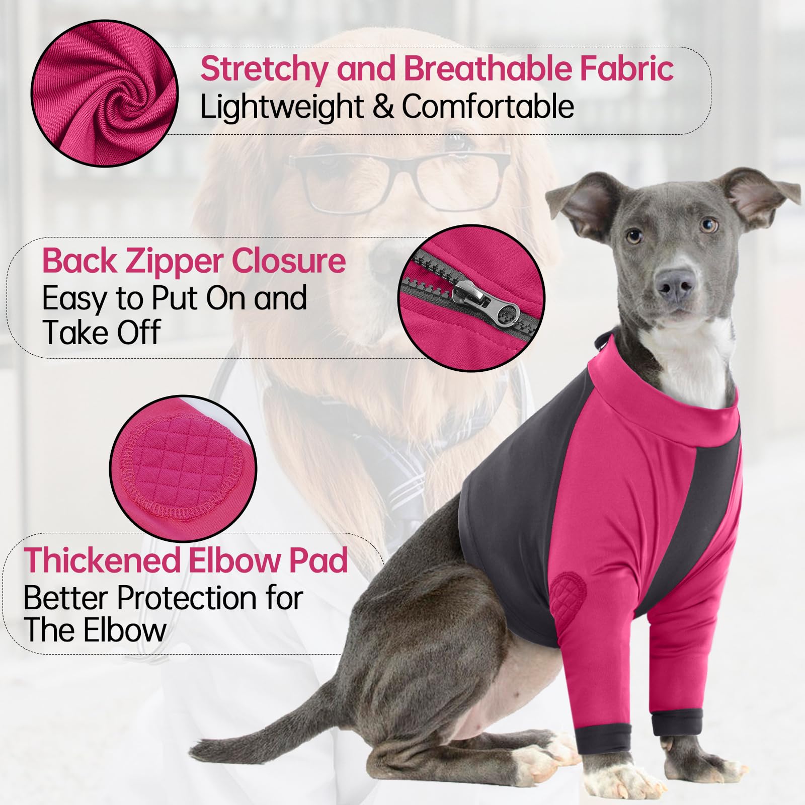 LeLePet recovery sleeve stops licking to protect wounds and comfort