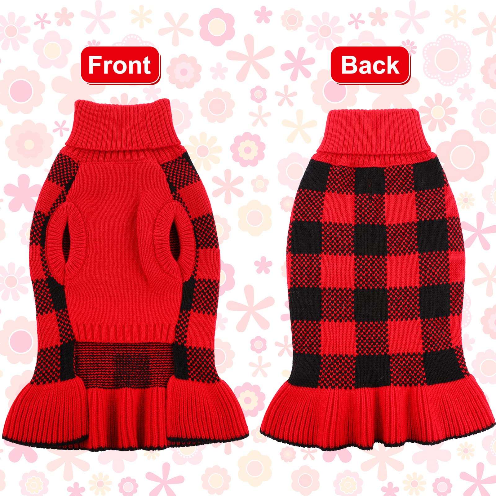 LeLePet soft-knit dog sweater dress shows comfortable stretch for easy wearing.