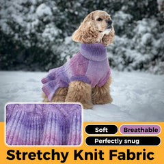 LeLePet dog sweater back view emphasizes flexible fit for comfort.