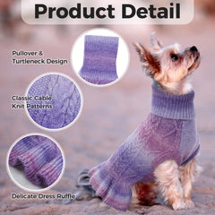 LeLePet dog sweater front view demonstrates easy pullover design for quick dressing.