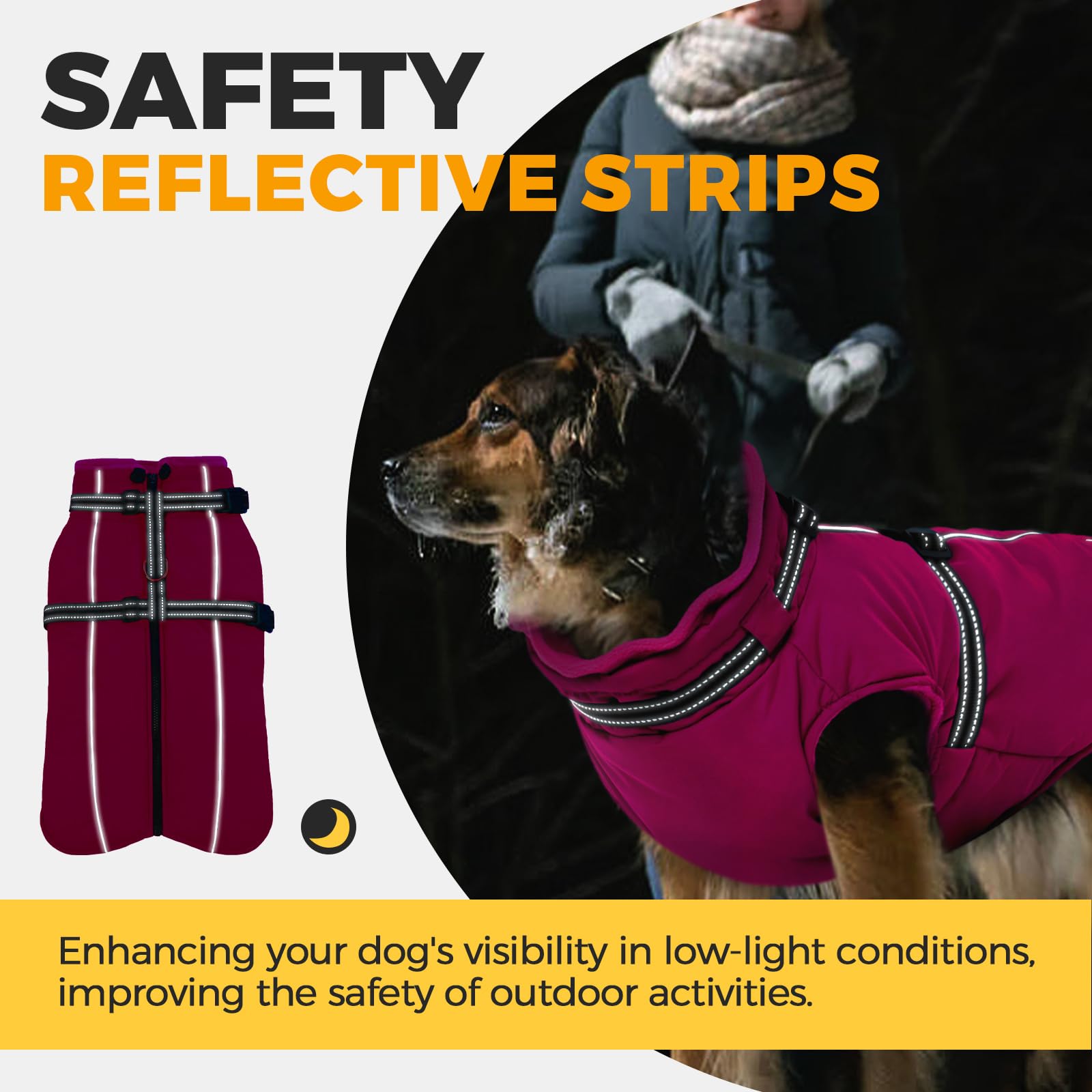 LeLePet easy-on-off back-zip design for quick dressing in rose red XXL.