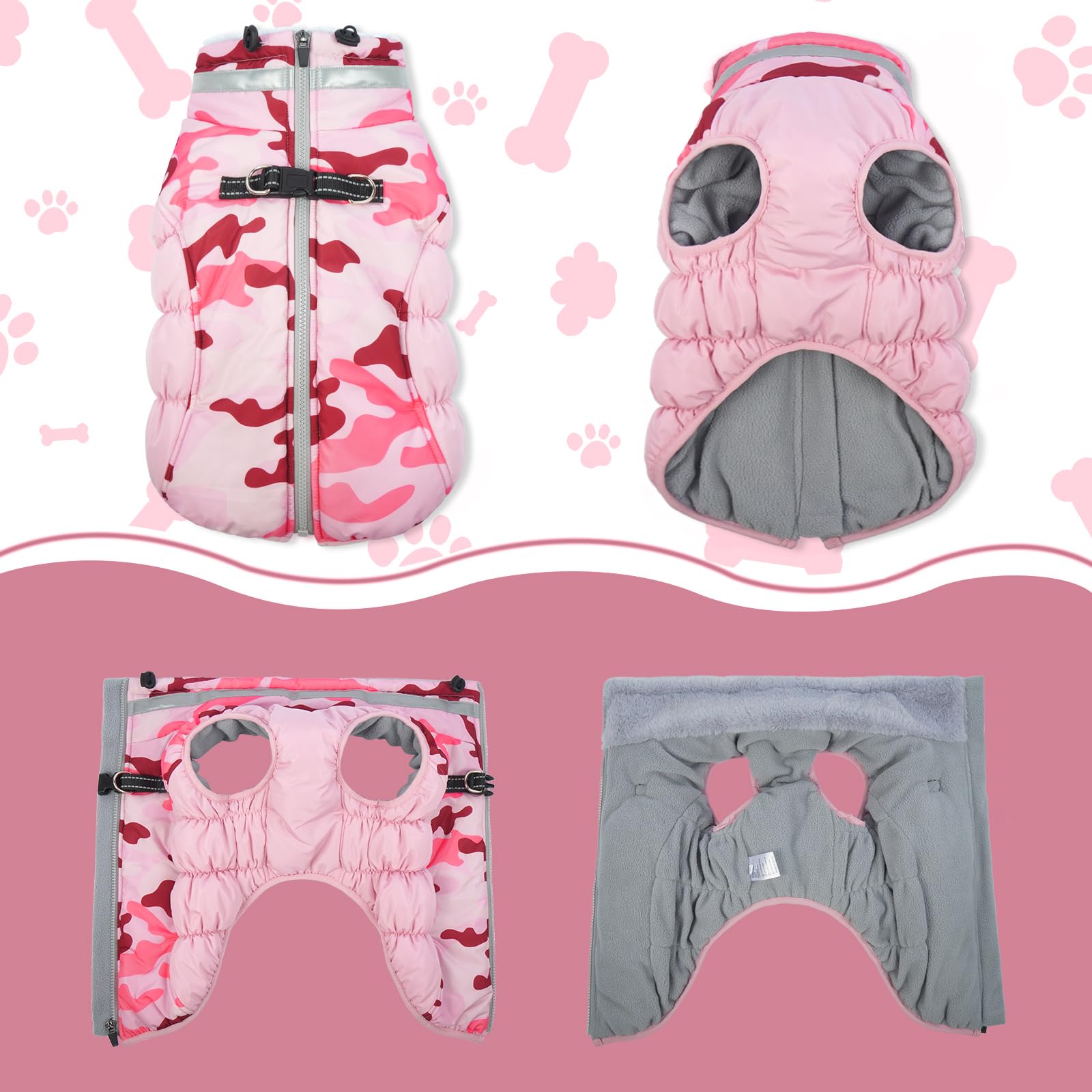 LeLePet plush turtleneck collar adds soft neck warmth