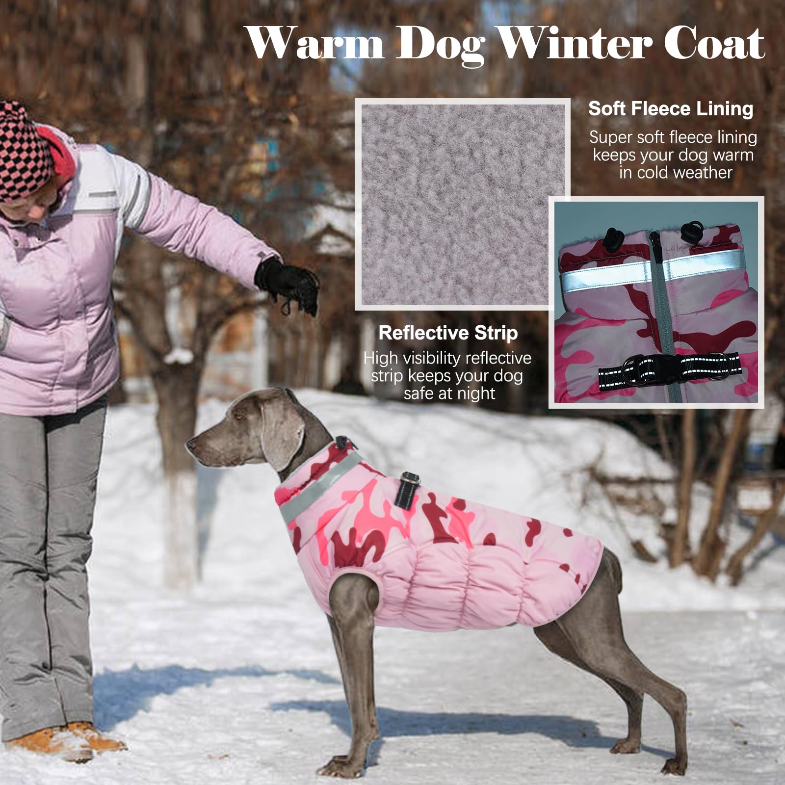 LeLePet plush turtleneck dog coat close-up for neck warmth and comfort