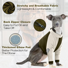 LeLePet recovery suit elbow pad protection shields joints from bumps.
