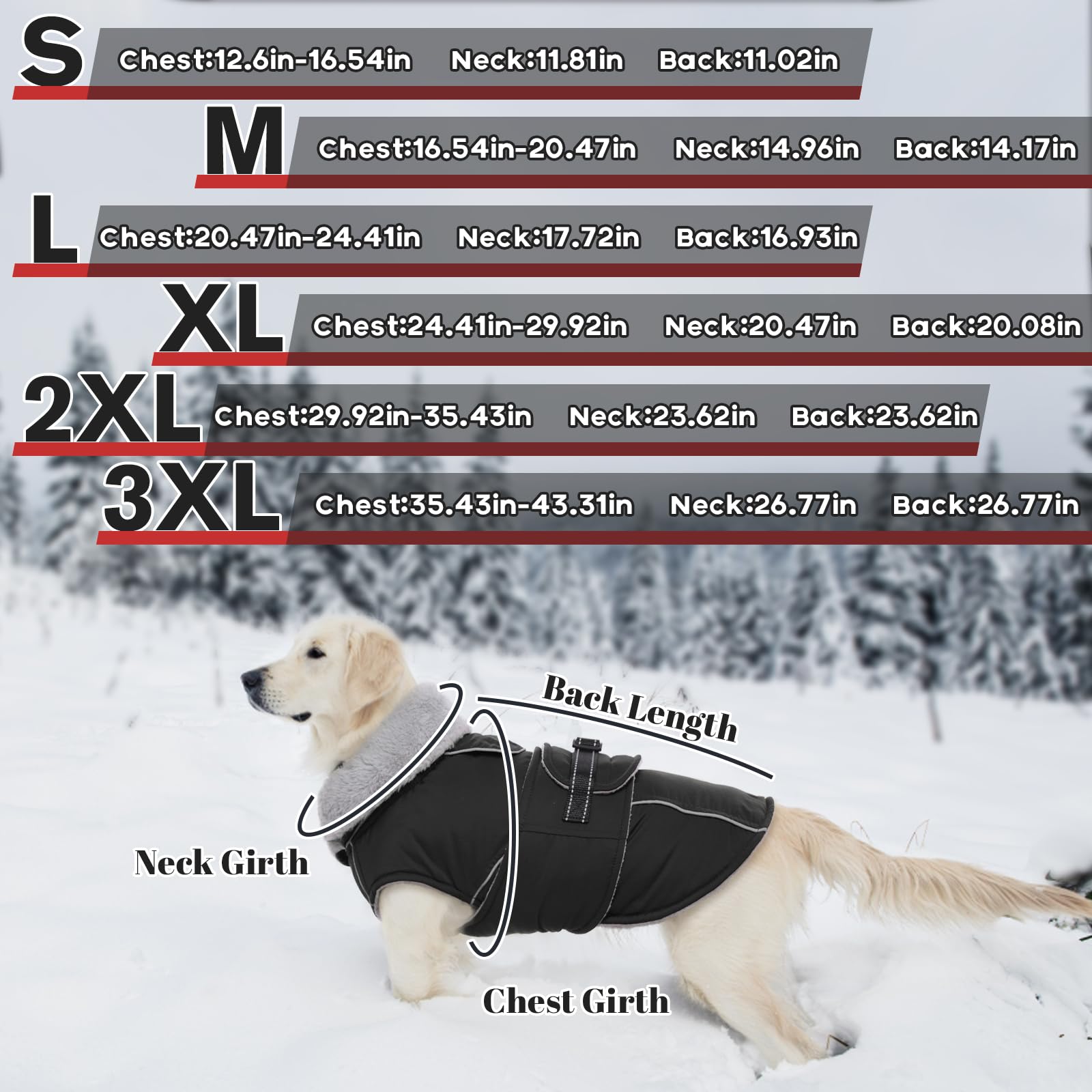 LeLePet Warm Dog Coat with adjustable buckle for easy on/off.