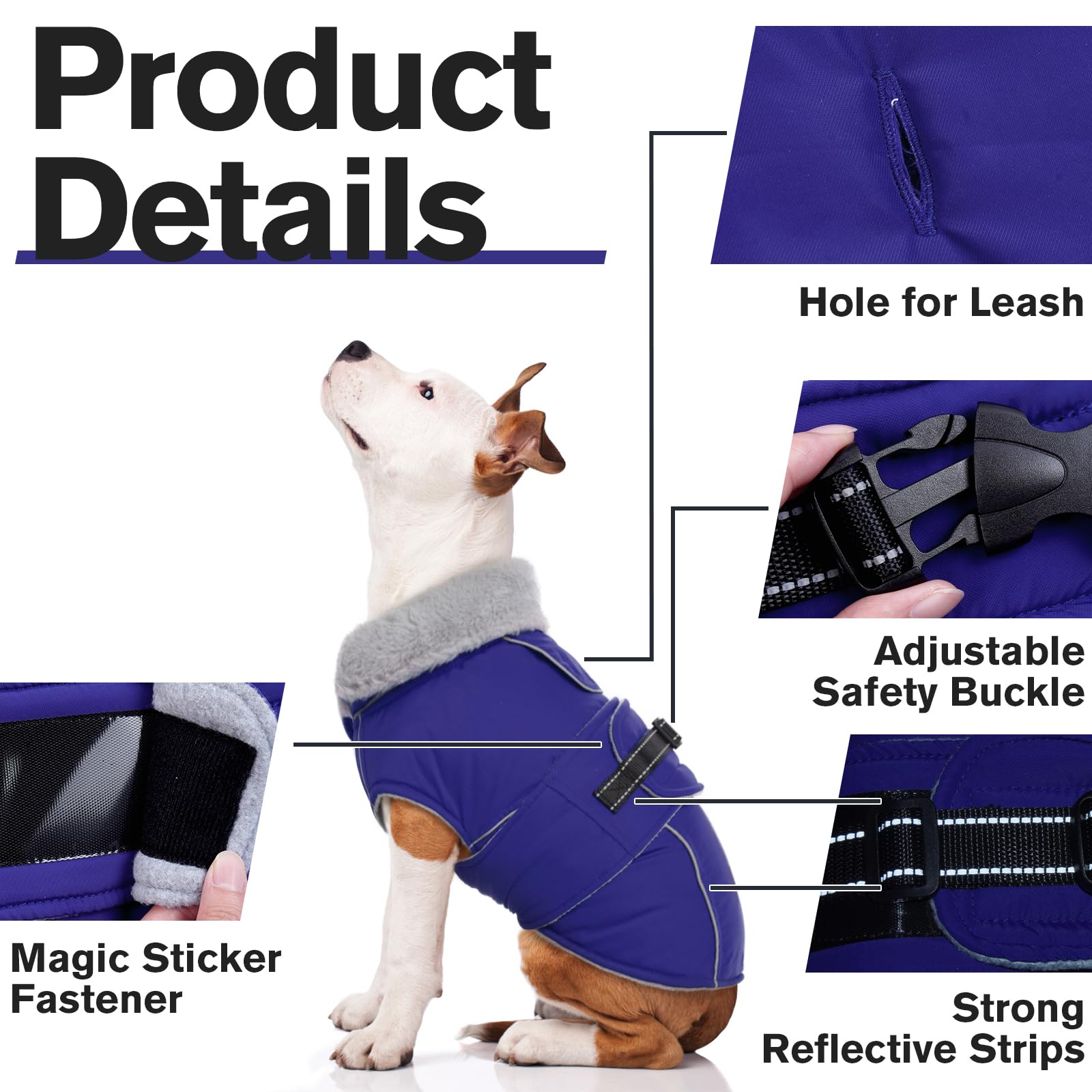 LeLePet Warm Dog Coat adjustable buckle demonstrates secure fit