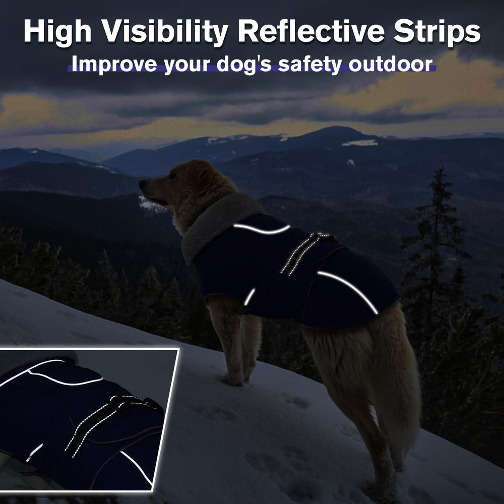 LeLePet warm dog coat adjustable fastener simplifies on/off wear.