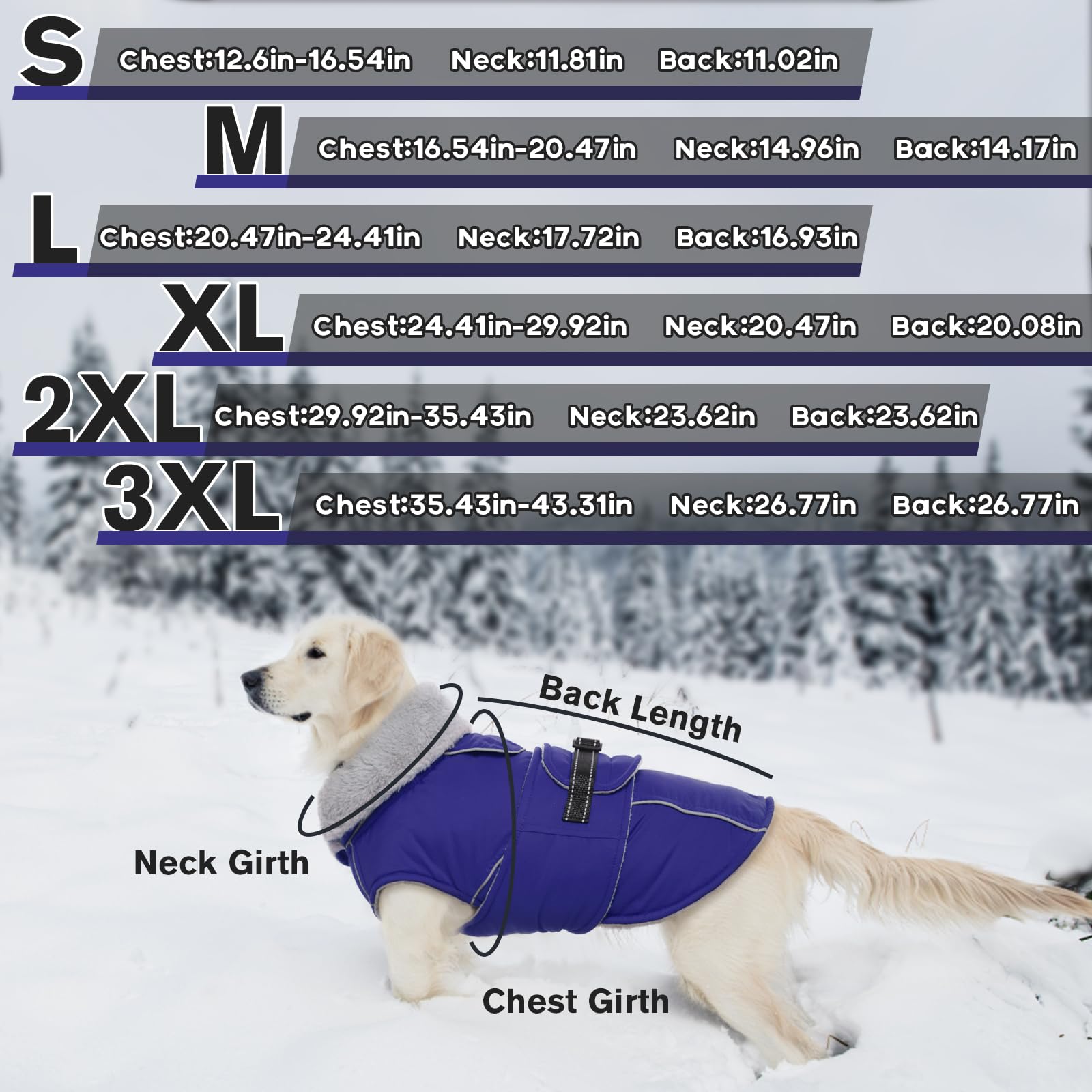 LeLePet Warm Dog Coat back leash hole for easier outdoor control