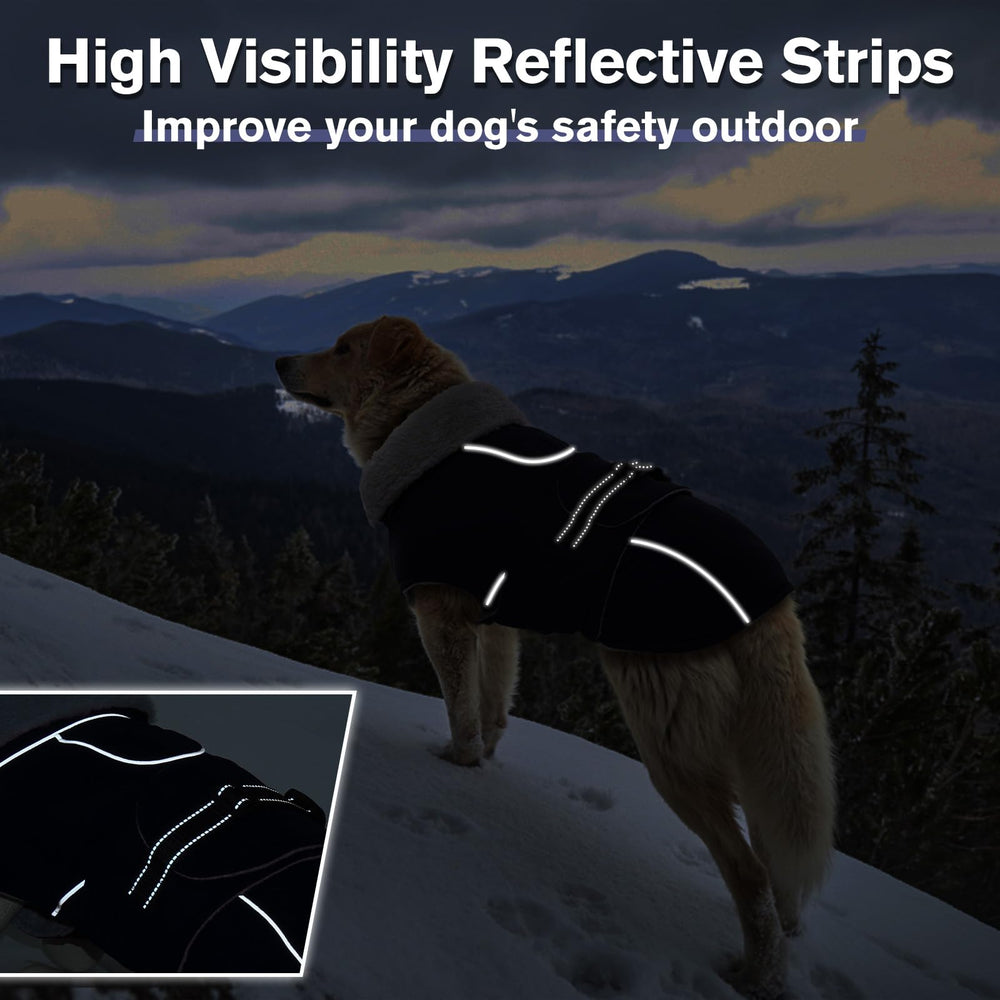 LeLePet Warm Dog Coat fleece lining provides cozy insulation on chilly days.