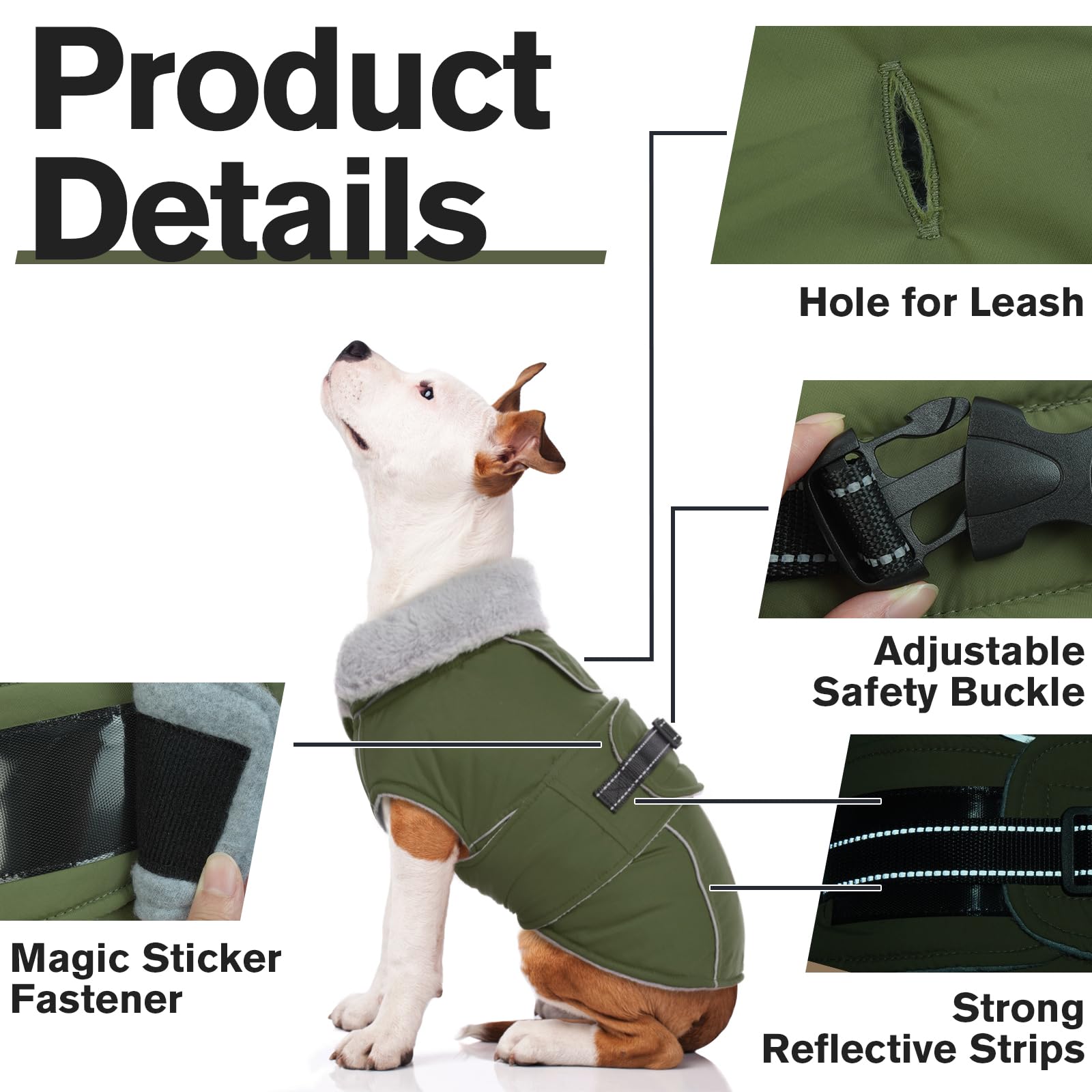LeLePet warm dog coat reflective strips boost visibility for nighttime walks