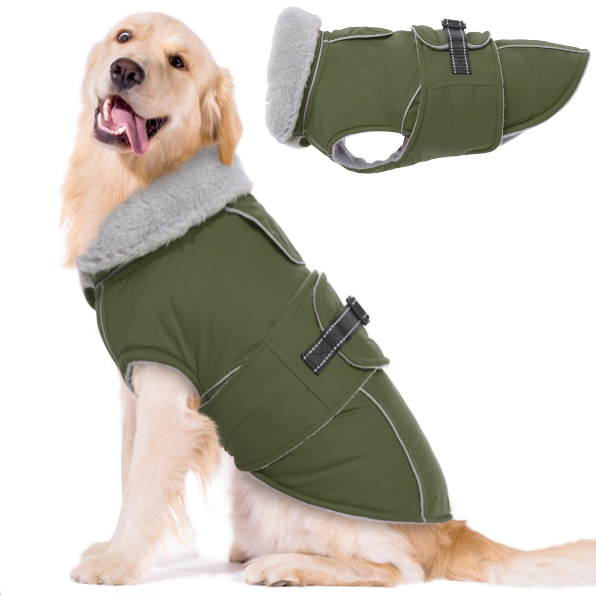 LeLePet warm dog coat shows waterproof fabric for reliable outdoor protection.