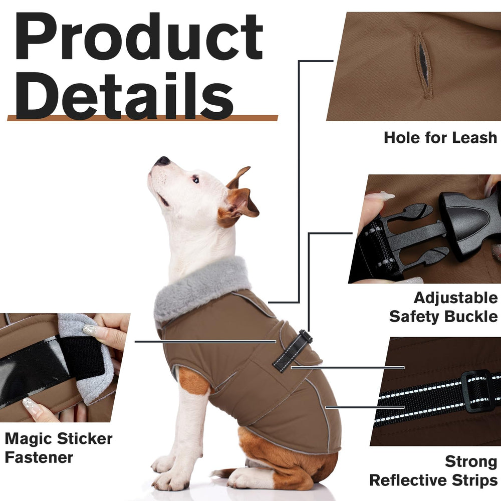 Lelepet Warm Dog Coat brown windproof design blocks wind for comfortable outdoor adventures.