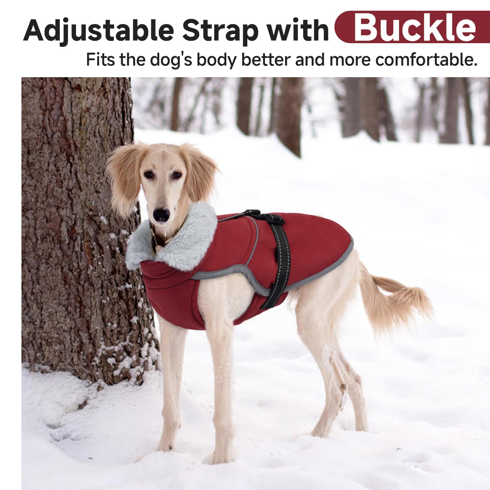 LeLePet Warm Dog Winter Coat reflective piping improves visibility during dawn or dusk