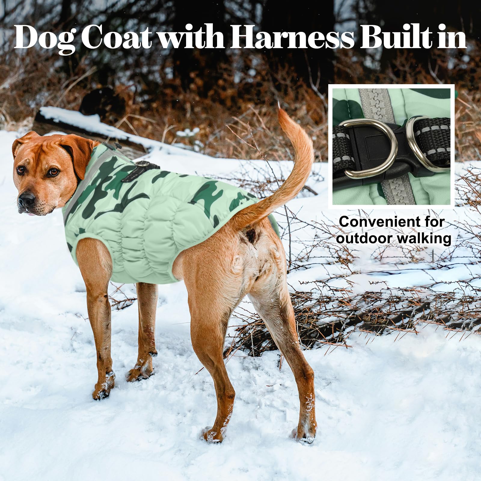 LeLePet warm dog winter coat windproof zip-up design blocks wind and snow