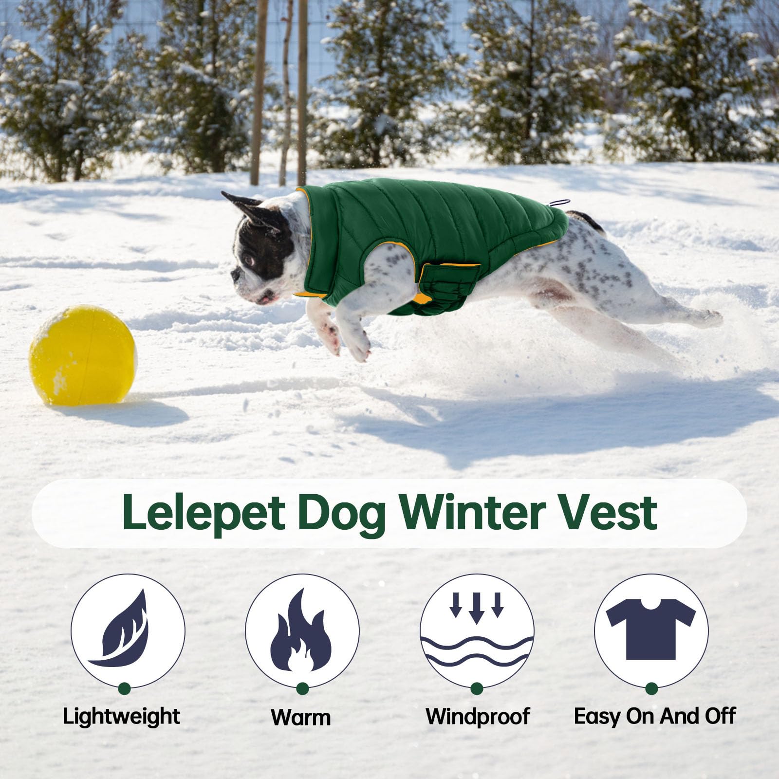 LeLePet winter vest with thick filling offers cozy warmth without bulk.