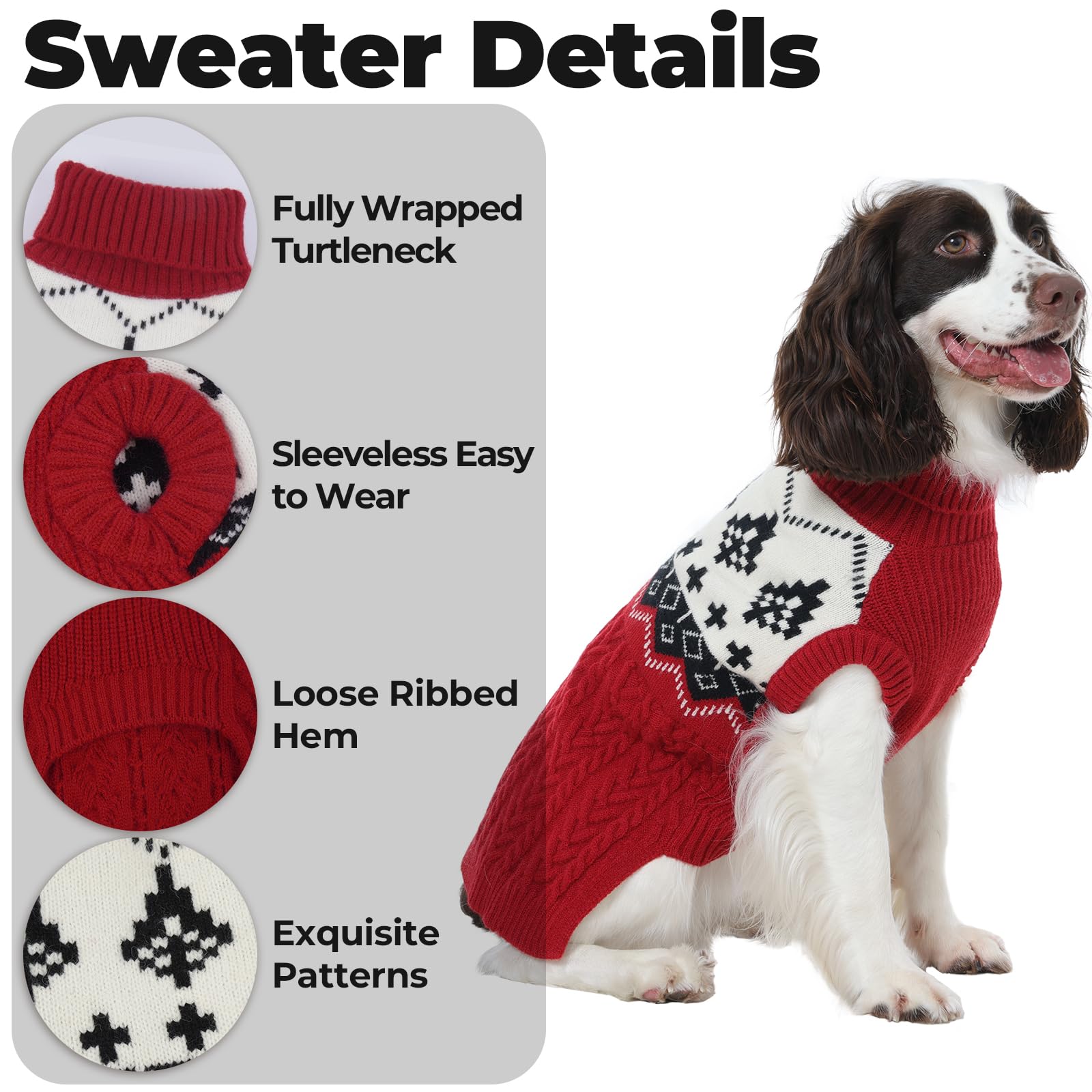 LeleTail Christmas dog sweater red M fabric closeup shows ultra-soft acrylic comfort and stretchable fit